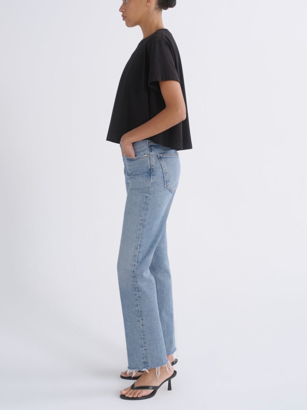 A Golde Lana Sway Light Wash jeans button fly raw hem size 28 - Picture 4 of 13